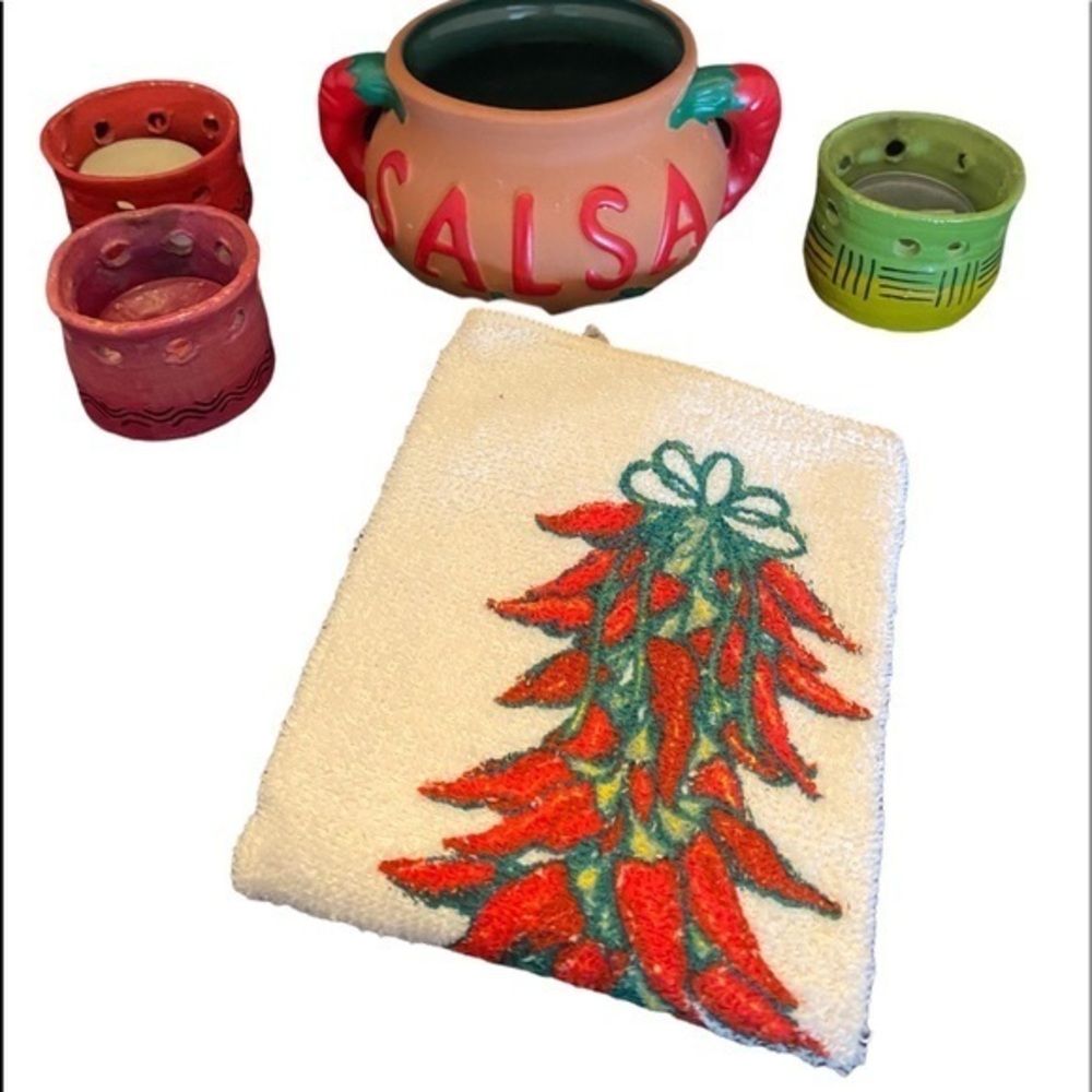 Perfect for Cinco De Mayo Salsa Dish and 3 Votive Candles Hot Pepper Tow…
